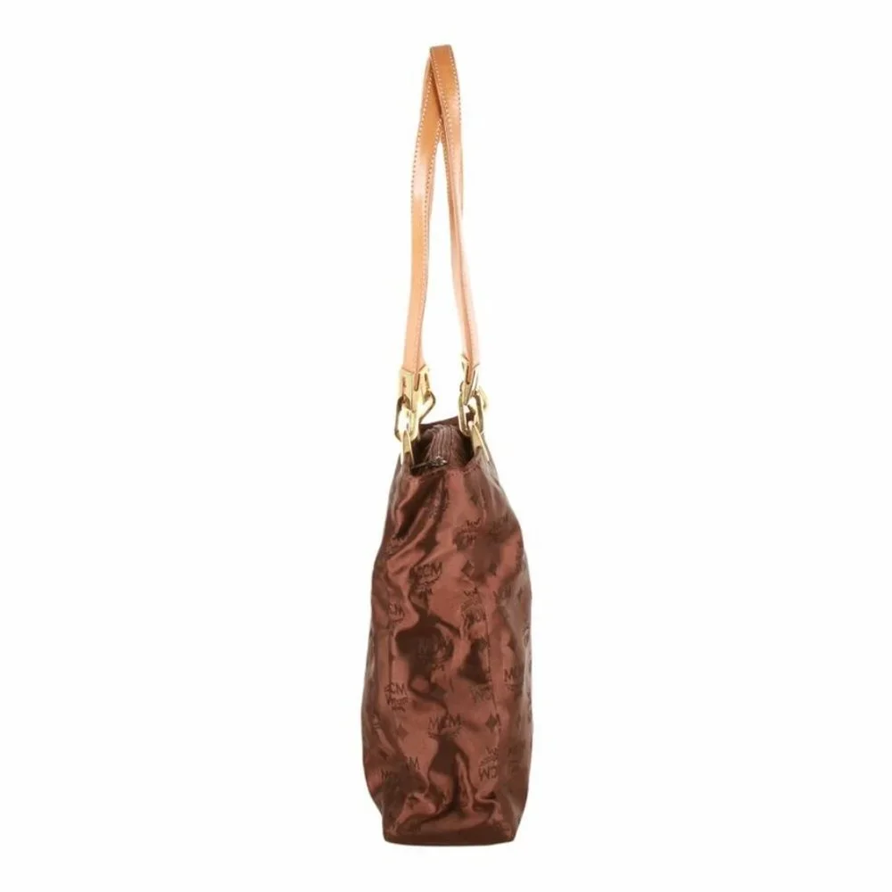 Authentic MCM Logos Pattern Shoulder Tote Bag brown - Picture 8 of 9
